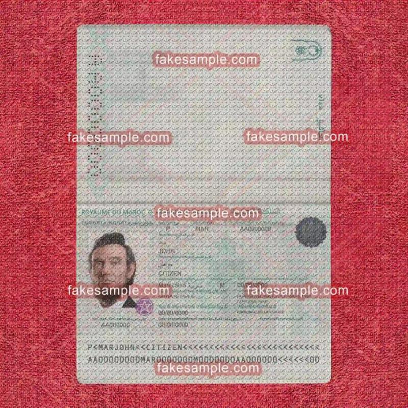 Morocco Passport Fake Template